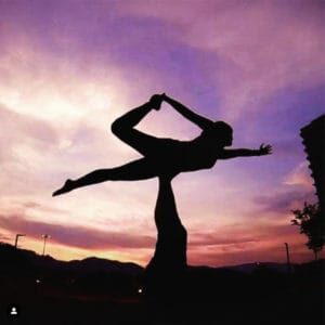 Serena doing aerial yoga